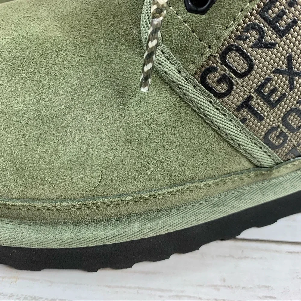 Ugg Neumel Gore-Tex Waterproof Suede Chukka Boots Olive Green Logo 7 Lace Up